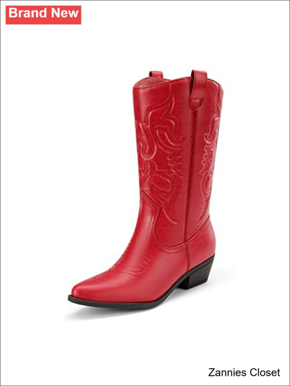 ✨ DREAM PAIRS Women's Mid-Calf Western Cowboy Boots with Buckle Detail